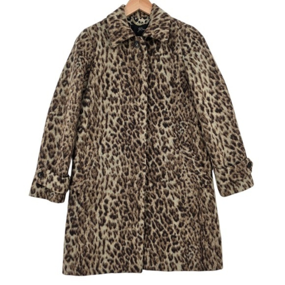 J. Crew Womens 00 Double Leopard Wool Blend Topcoat